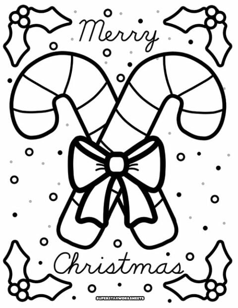 Candy Cane Coloring Pages - Superstar Worksheets
