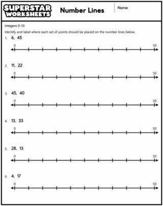 Number Line Worksheets - Superstar Worksheets