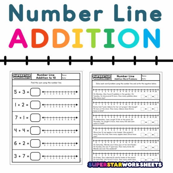 Number Line Addition Superstar Worksheets