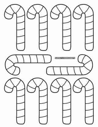 Candy Cane Template (Free Printables) - Superstar Worksheets