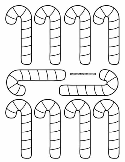 Candy Cane Template - Superstar Worksheets