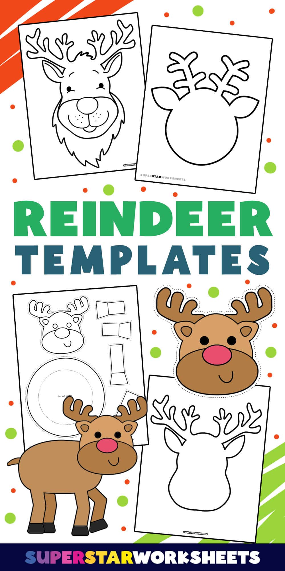 Reindeer Template (Free Printables) - Superstar Worksheets