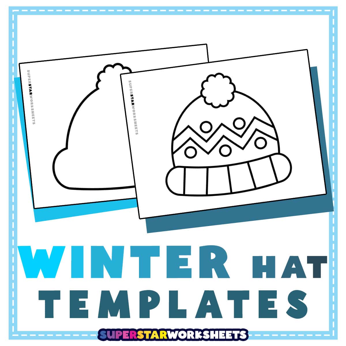 Graphic showing two winter hat templates.