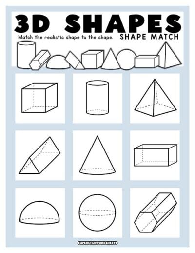 3D Shapes Flashcards - Superstar Worksheets