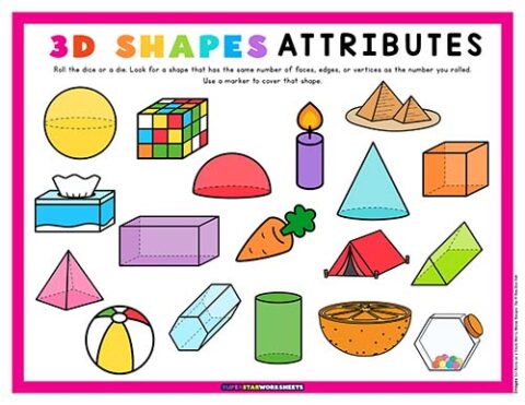 3D Shapes Flashcards - Superstar Worksheets