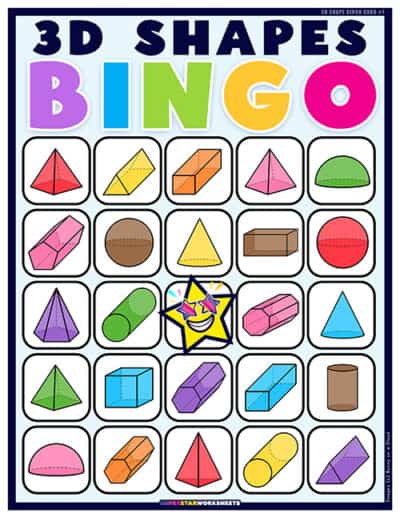 3D Shape BINGO - Superstar Worksheets