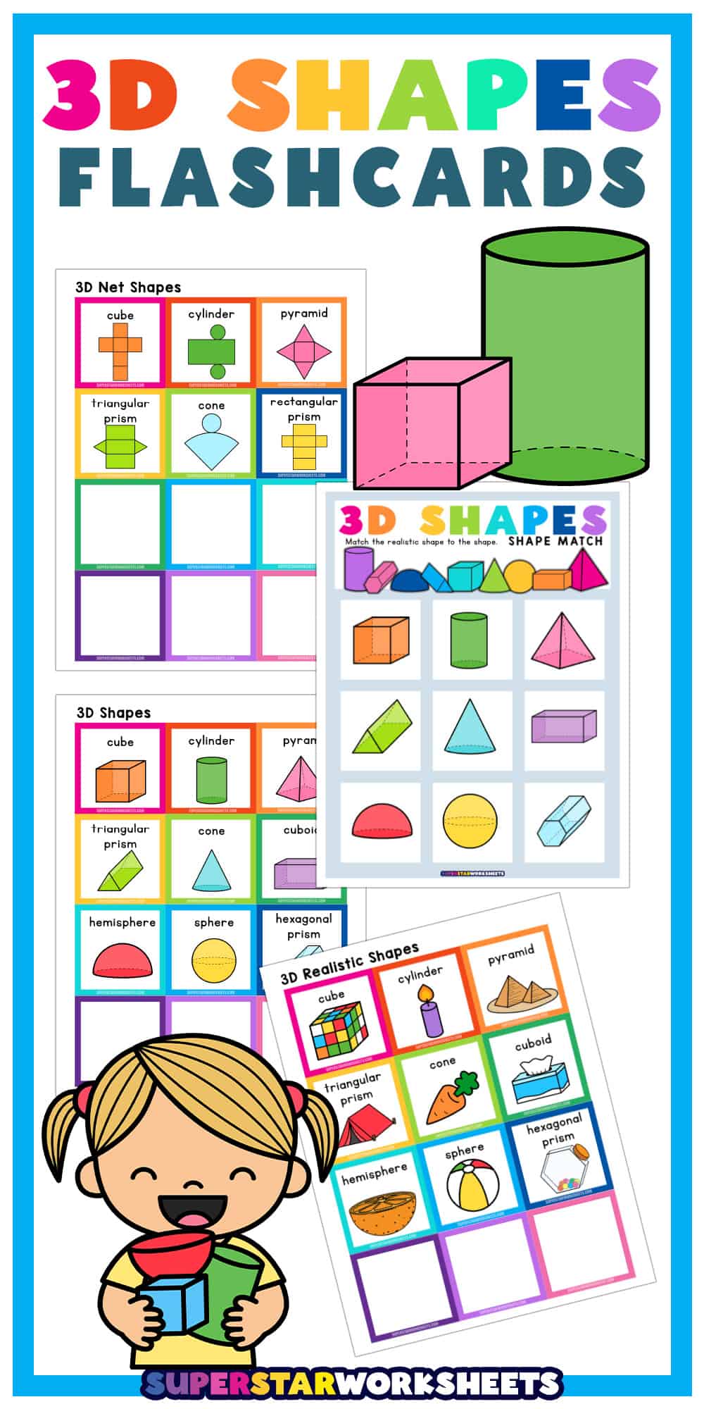 3d Shapes Flashcards Superstar Worksheets