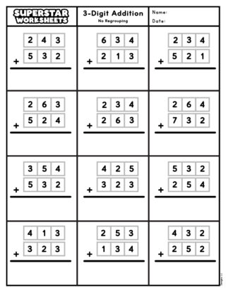 3 Digit Addition Worksheets Superstar Worksheets 3 Digit Addition Worksheets Superstar Worksheets