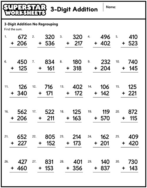 Addition Worksheets For Grade 3 Addition Worksheets For Grade 3