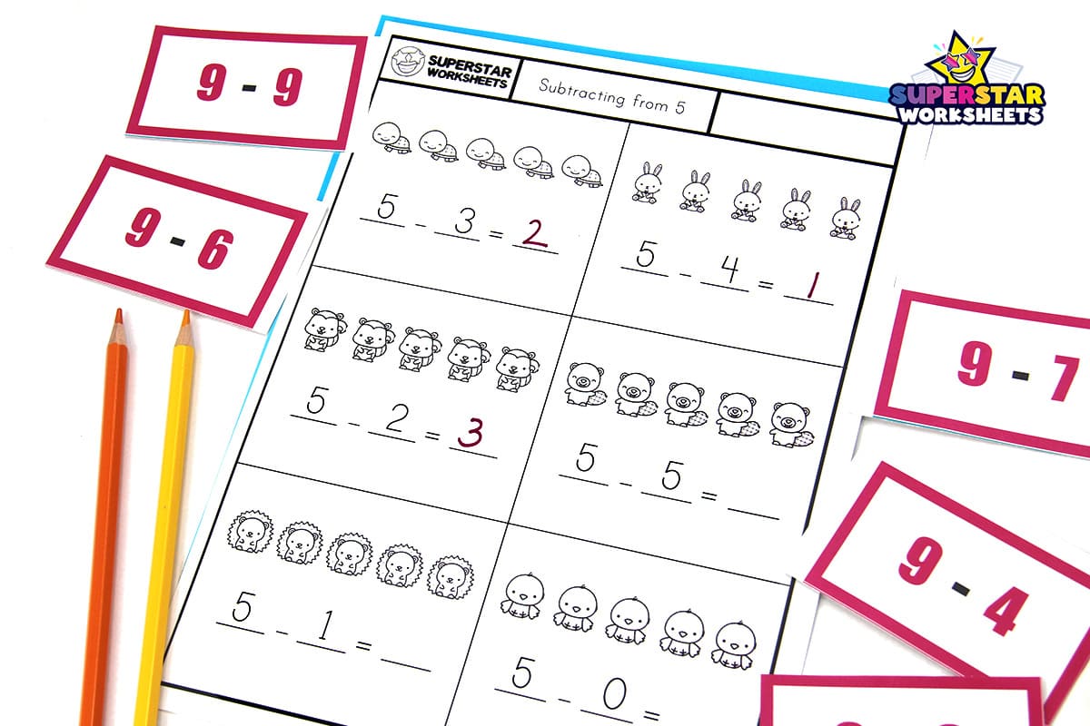 Subtraction Flash Cards – Carte Educative Per Imparare Le Sottrazioni (Numeri 0-9, Entro Il 20)