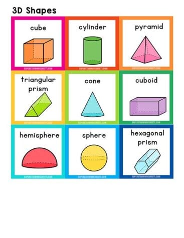 3D Shapes Flashcards - Superstar Worksheets