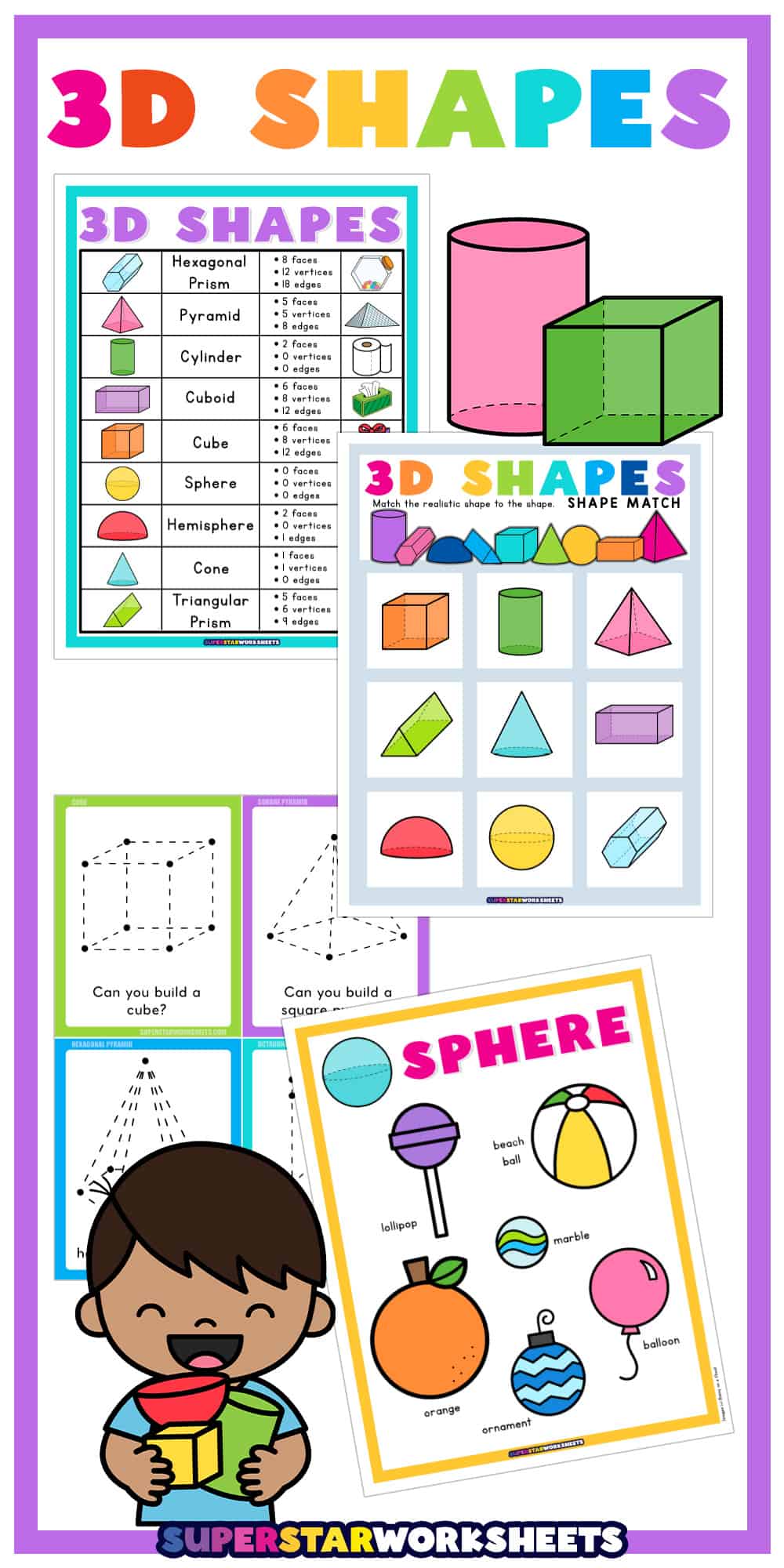 3D Shapes - Superstar Worksheets