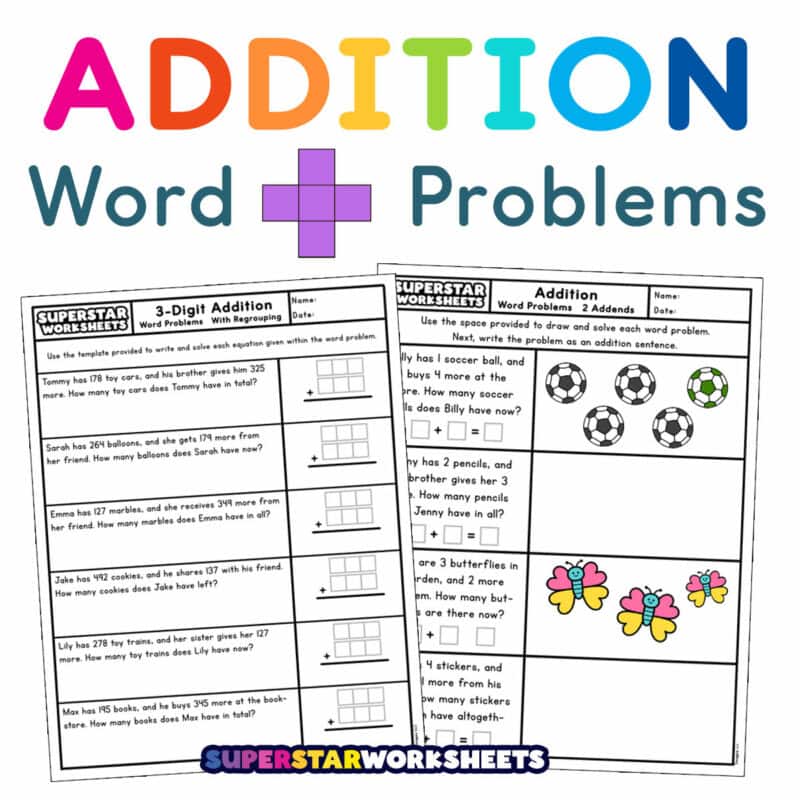 Addition Word Problems - Superstar Worksheets