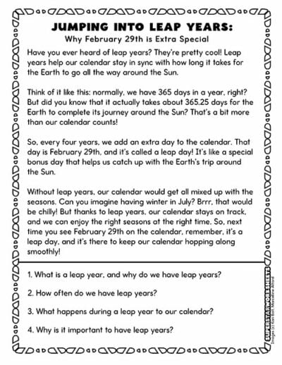 Leap Year Worksheets - Superstar Worksheets