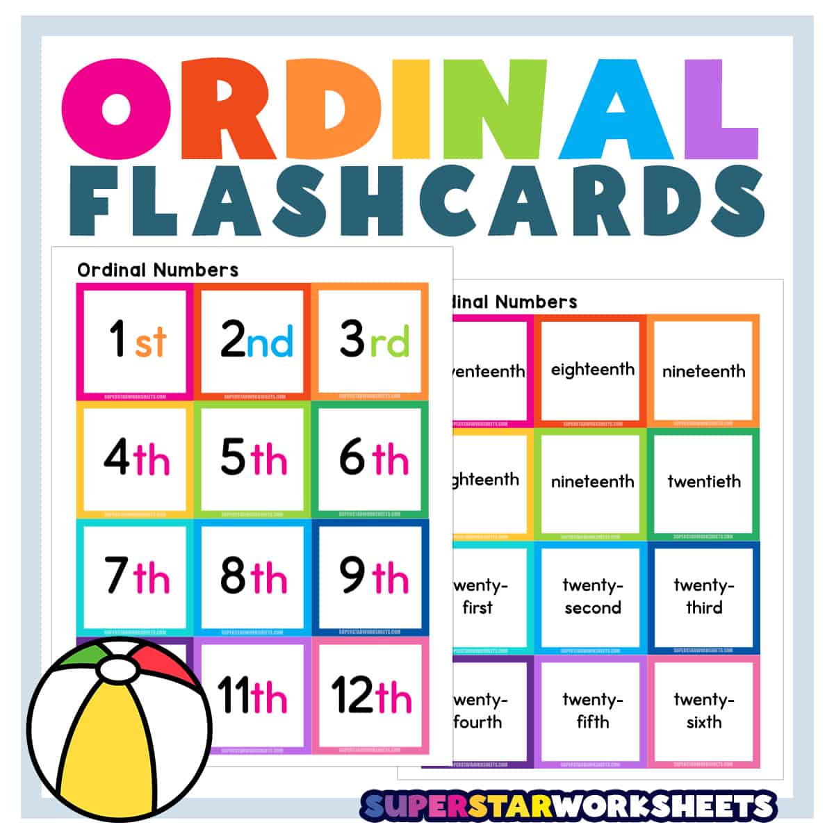 Ordinal Number Flashcards Superstar Worksheets 6248