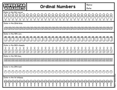 Ordinal Numbers Worksheets - Superstar Worksheets