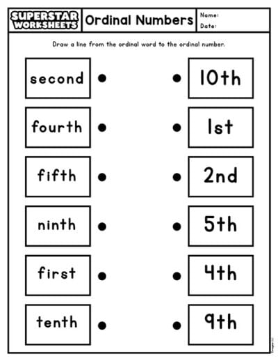 Ordinal Numbers Worksheets - Superstar Worksheets