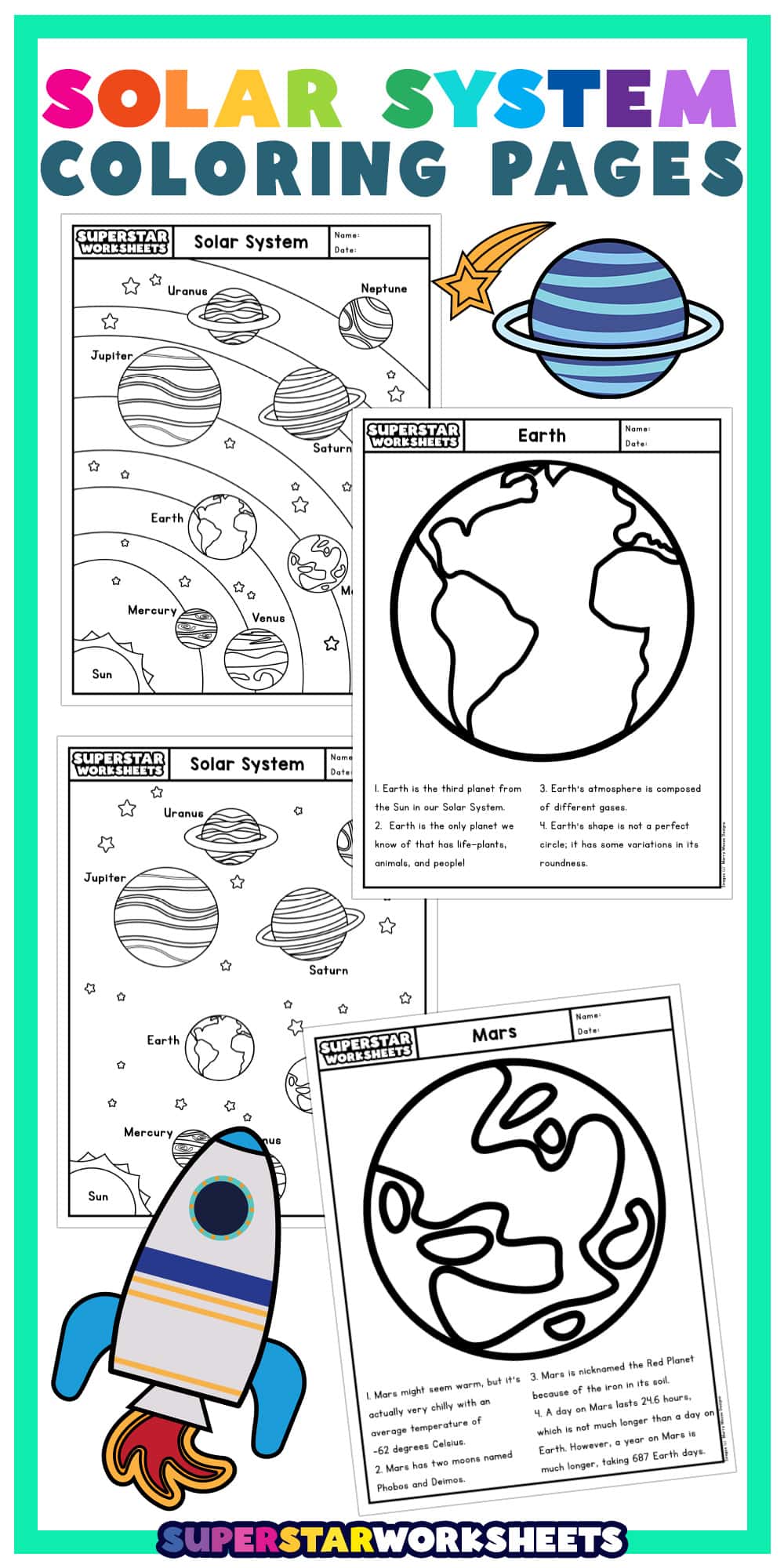 Solar System Coloring Pages - Superstar Worksheets