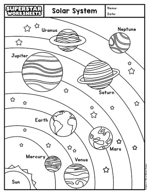 Solar System Coloring Pages - Superstar Worksheets