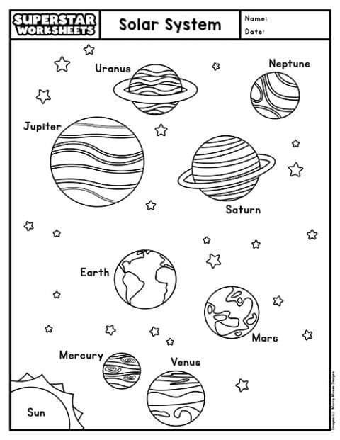 Solar System Coloring Pages - Superstar Worksheets