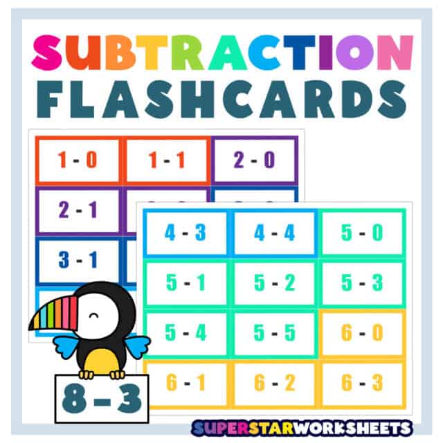 Subtraction Flashcards - Superstar Worksheets