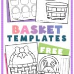 Graphic of basket template printables in black and white.