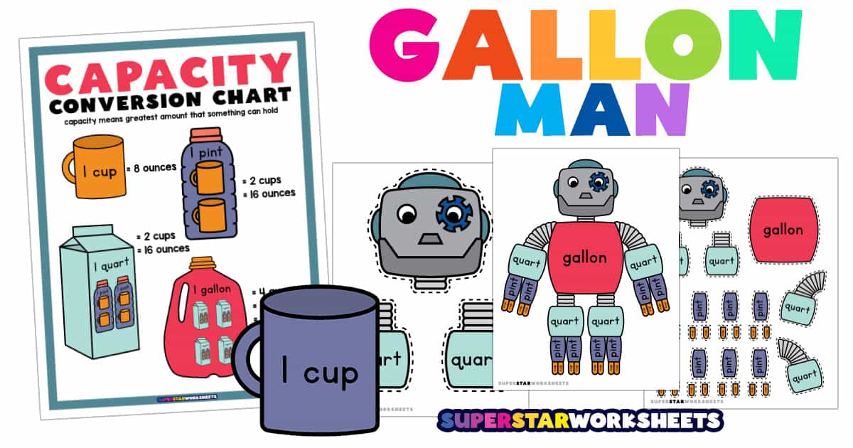 Gallon Man Superstar Worksheets