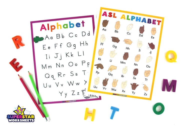 ASL Alphabet Chart - Superstar Worksheets