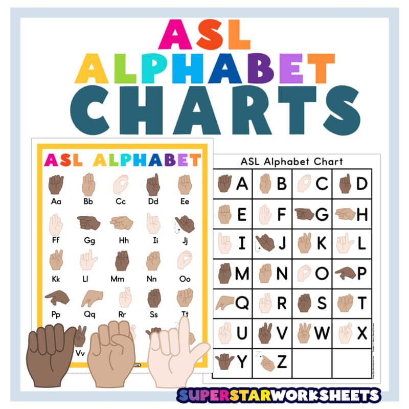 ASL Alphabet Chart - Superstar Worksheets