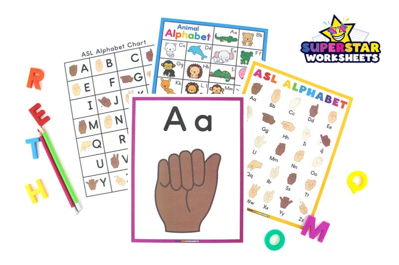 ASL Alphabet Chart - Superstar Worksheets