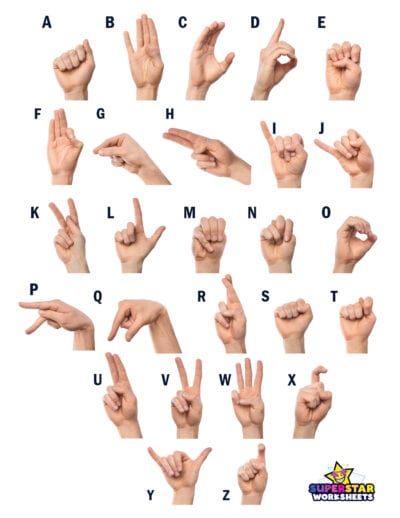 ASL Alphabet - Superstar Worksheets