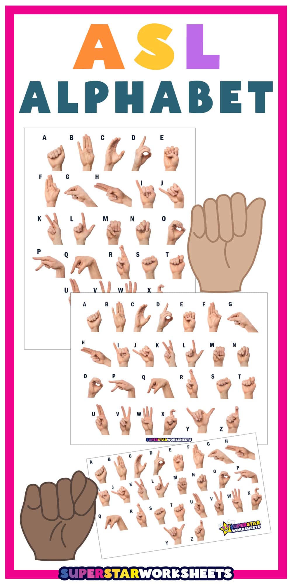 ASL Alphabet - Superstar Worksheets