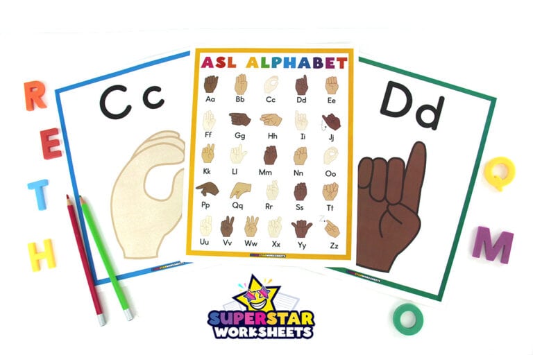 ASL Alphabet Chart - Superstar Worksheets