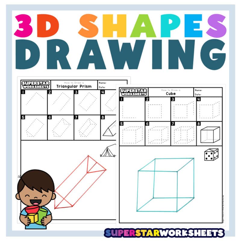 3D Shapes Drawing - Superstar Worksheets