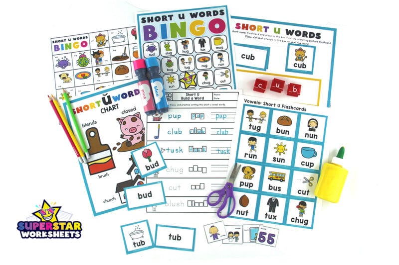 Short U Words - Superstar Worksheets