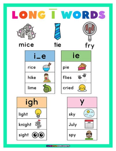 Long I Words - Superstar Worksheets