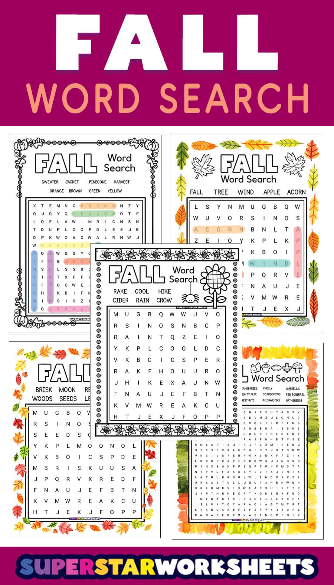 Fall Word Search - Superstar Worksheets