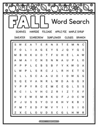 Fall Word Search - Superstar Worksheets