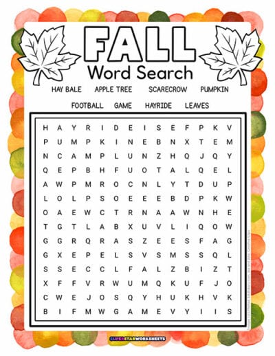 Fall Word Search - Superstar Worksheets