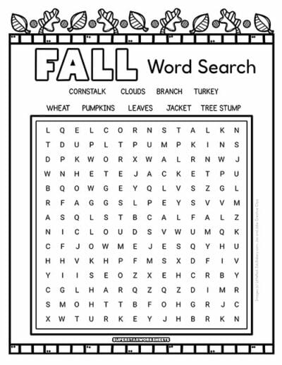 Fall Word Search - Superstar Worksheets