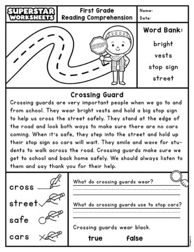 First Grade Reading Comprehension - Superstar Worksheets