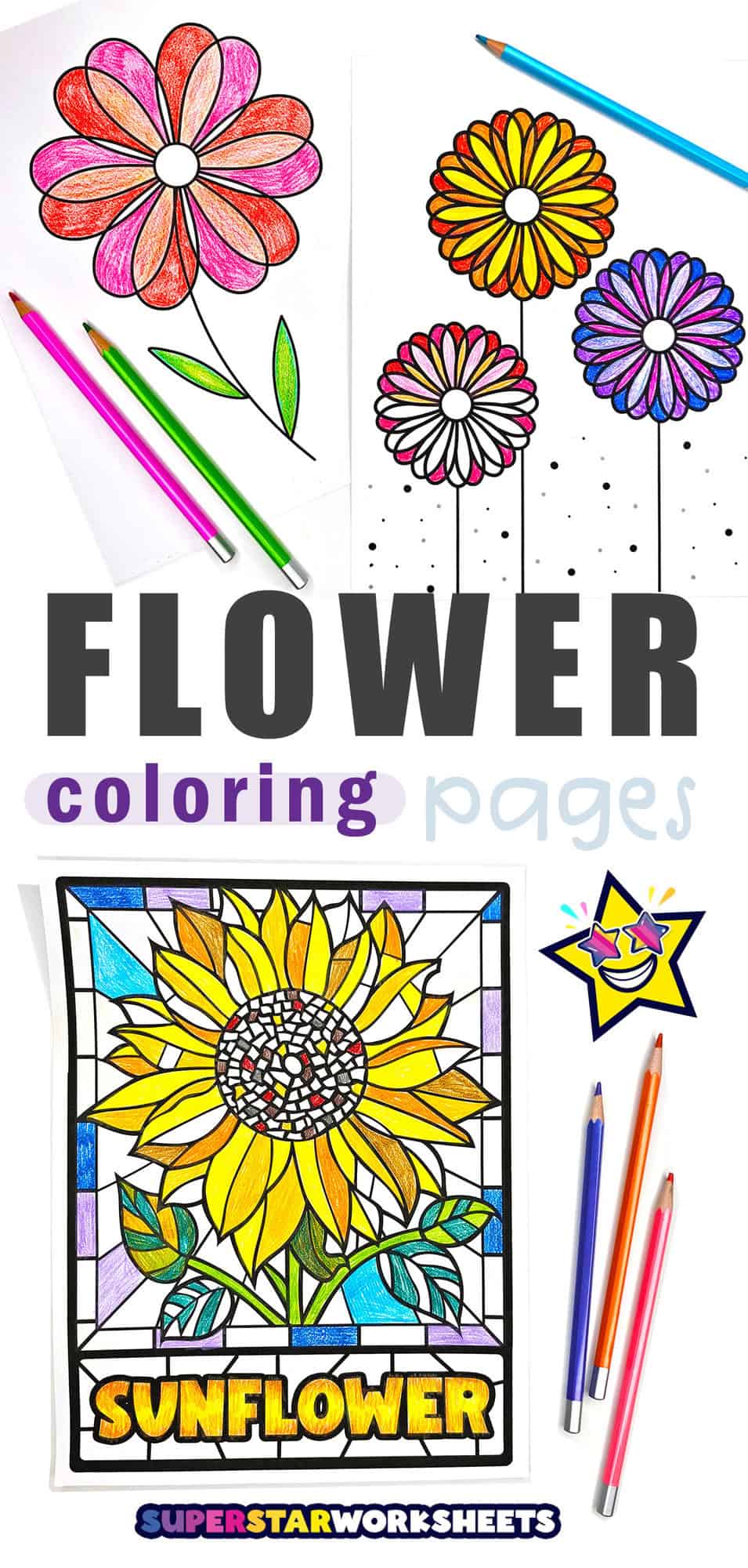 Flower Coloring Pages - Superstar Worksheets