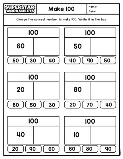 Make 100 Worksheets - Superstar Worksheets