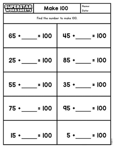 Make 100 Worksheets - Superstar Worksheets