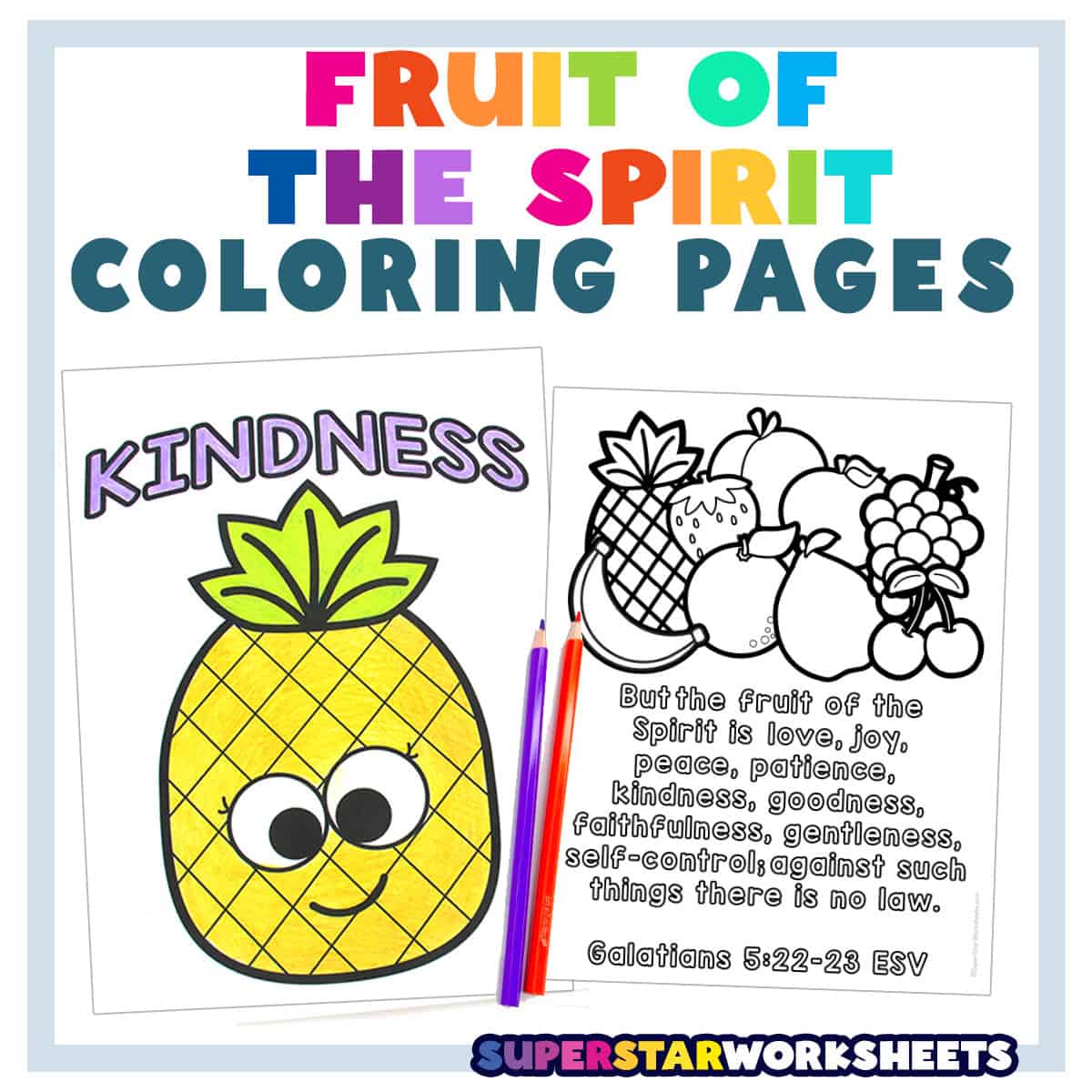 Fruit of the Spirit Coloring Pages - Superstar Worksheets