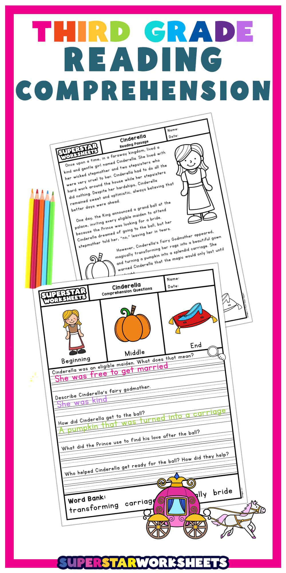 Third Grade Reading Comprehension - Superstar Worksheets