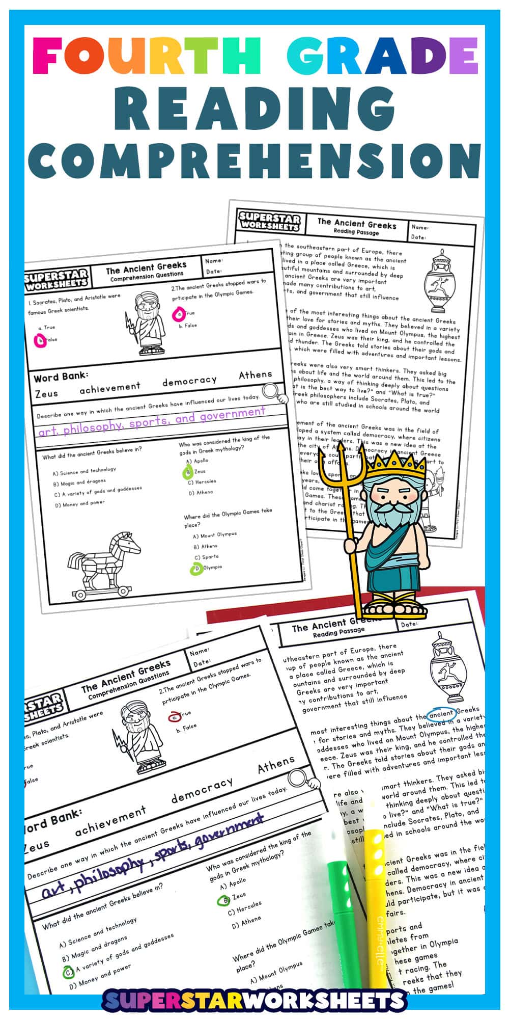 Fourth Grade Reading Comprehension - Superstar Worksheets