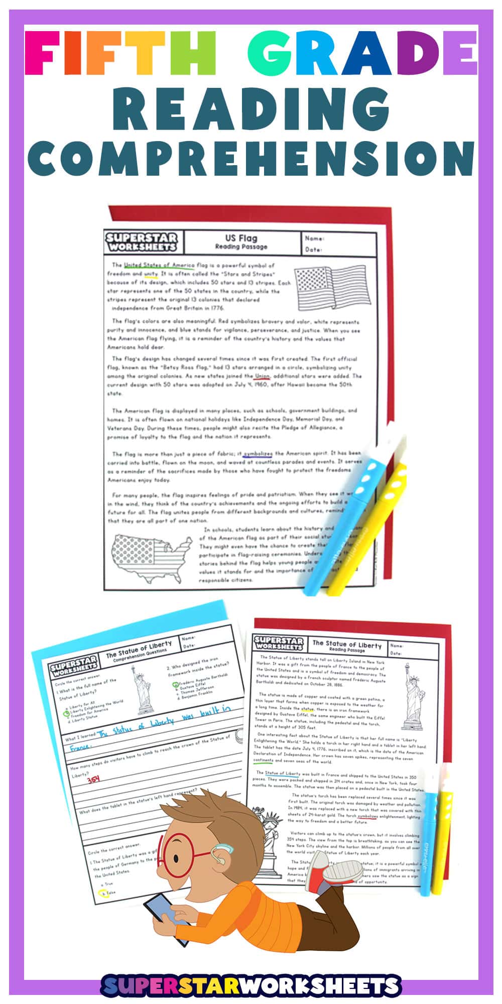 Fifth Grade Reading Comprehension - Superstar Worksheets