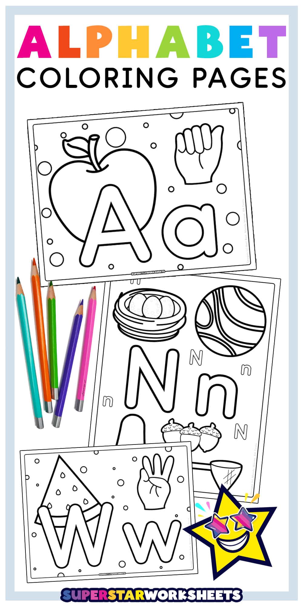 Alphabet Coloring Pages - Superstar Worksheets