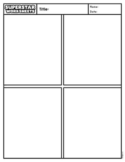 Comic Strip Template (Free Printables) - Superstar Worksheets